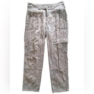 Sundance Grey Embroidered Cargo Pants Size 2 Petite